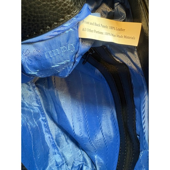 Black Leather Hobo Shoulder Bag Purse Blue Lining Simply Vera Vera Wang - Picture 7 of 8